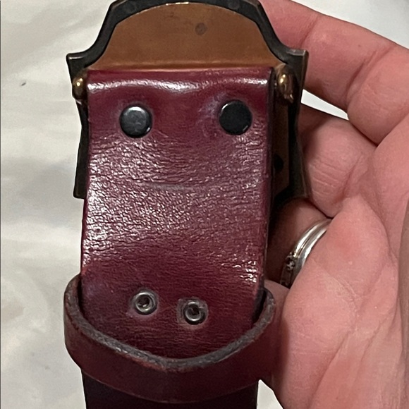 Chic Burgundy Leather Belt with Vintage Buckle main image 6